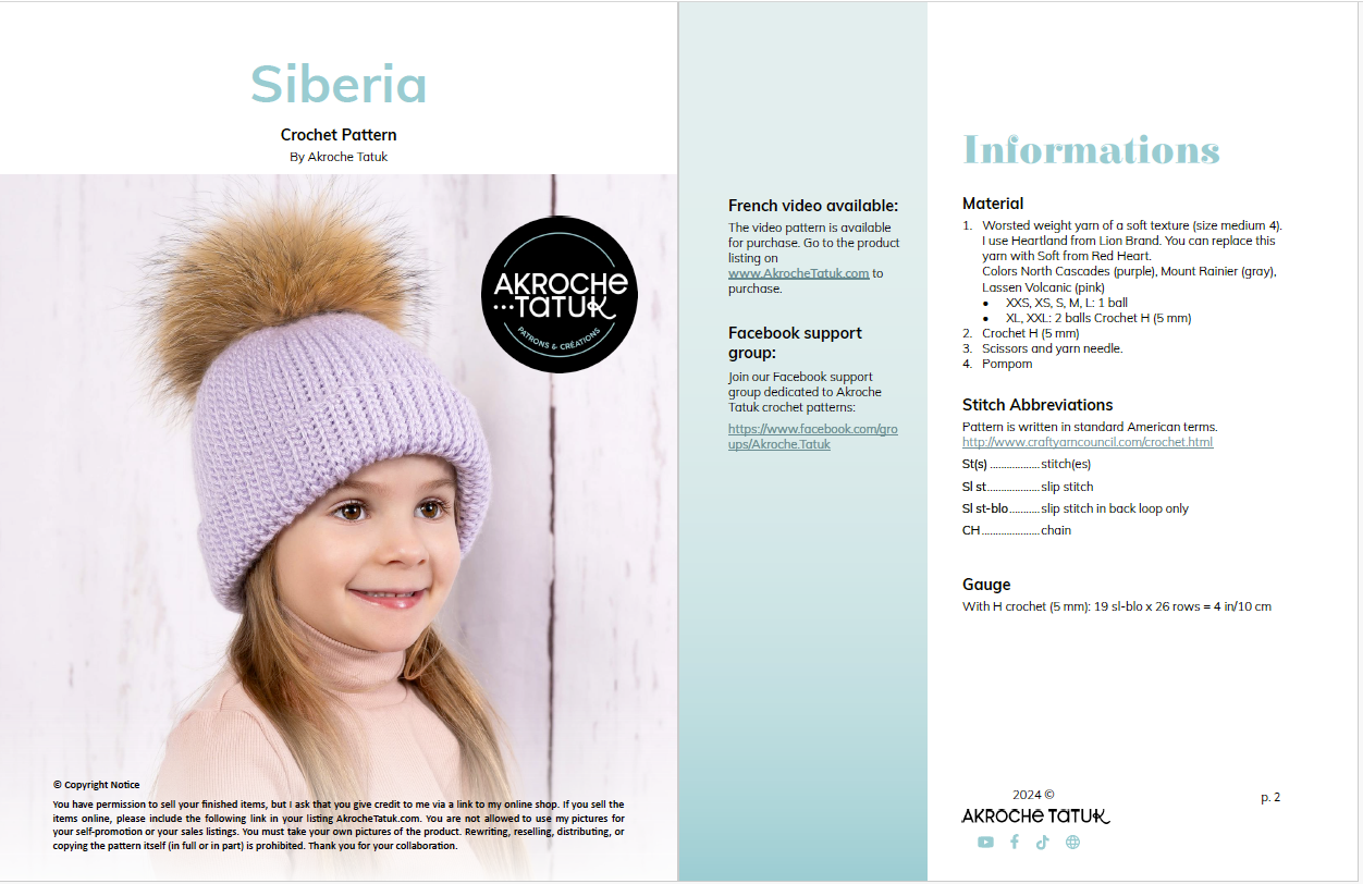 Patron au crochet - Sibérie