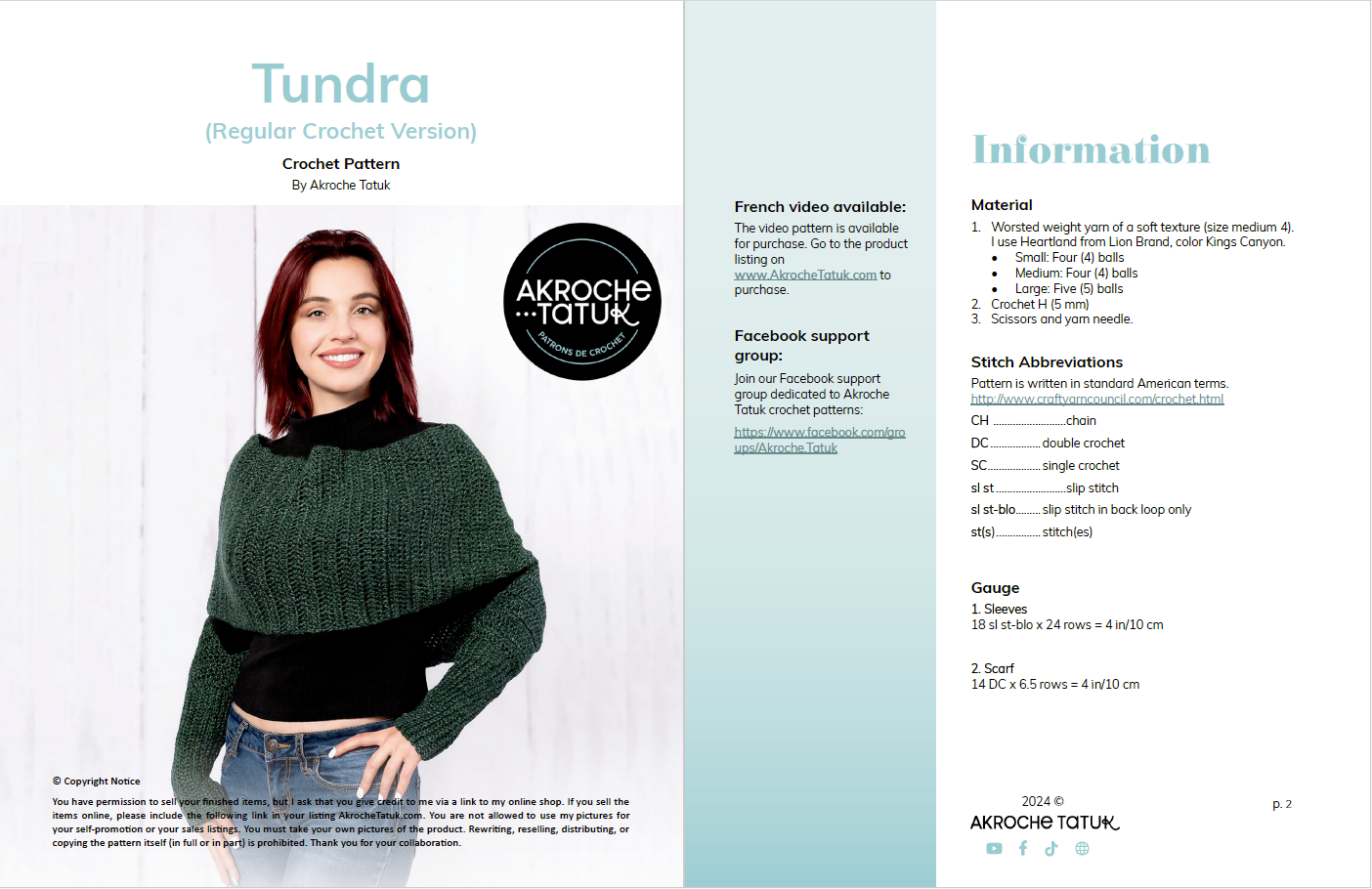 Crochet pattern - Tundra (Regular Crochet Version)