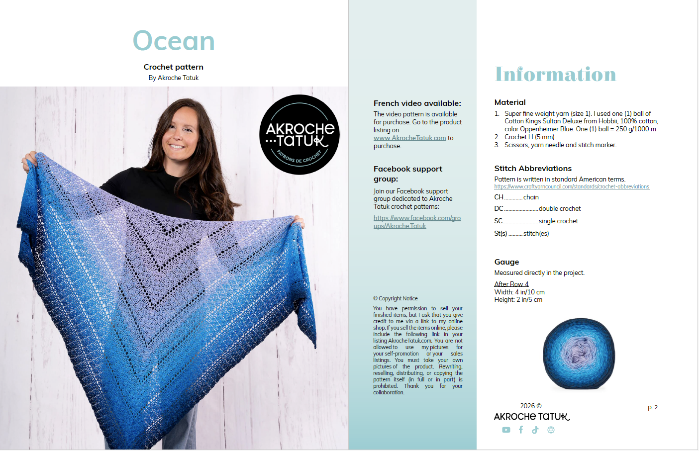 Patron au crochet - Océan