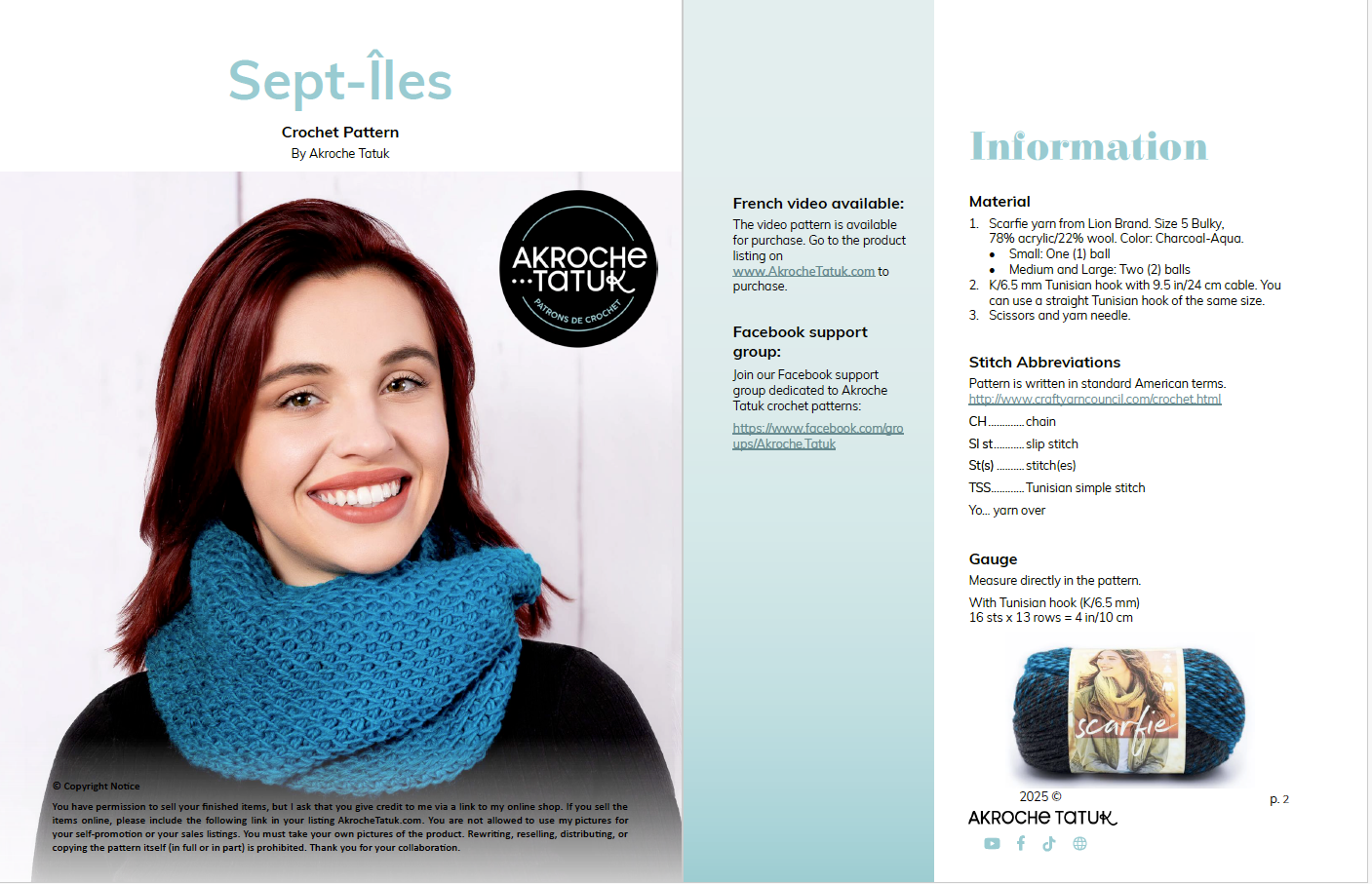 Patron au crochet tunisien - Sept-Îles