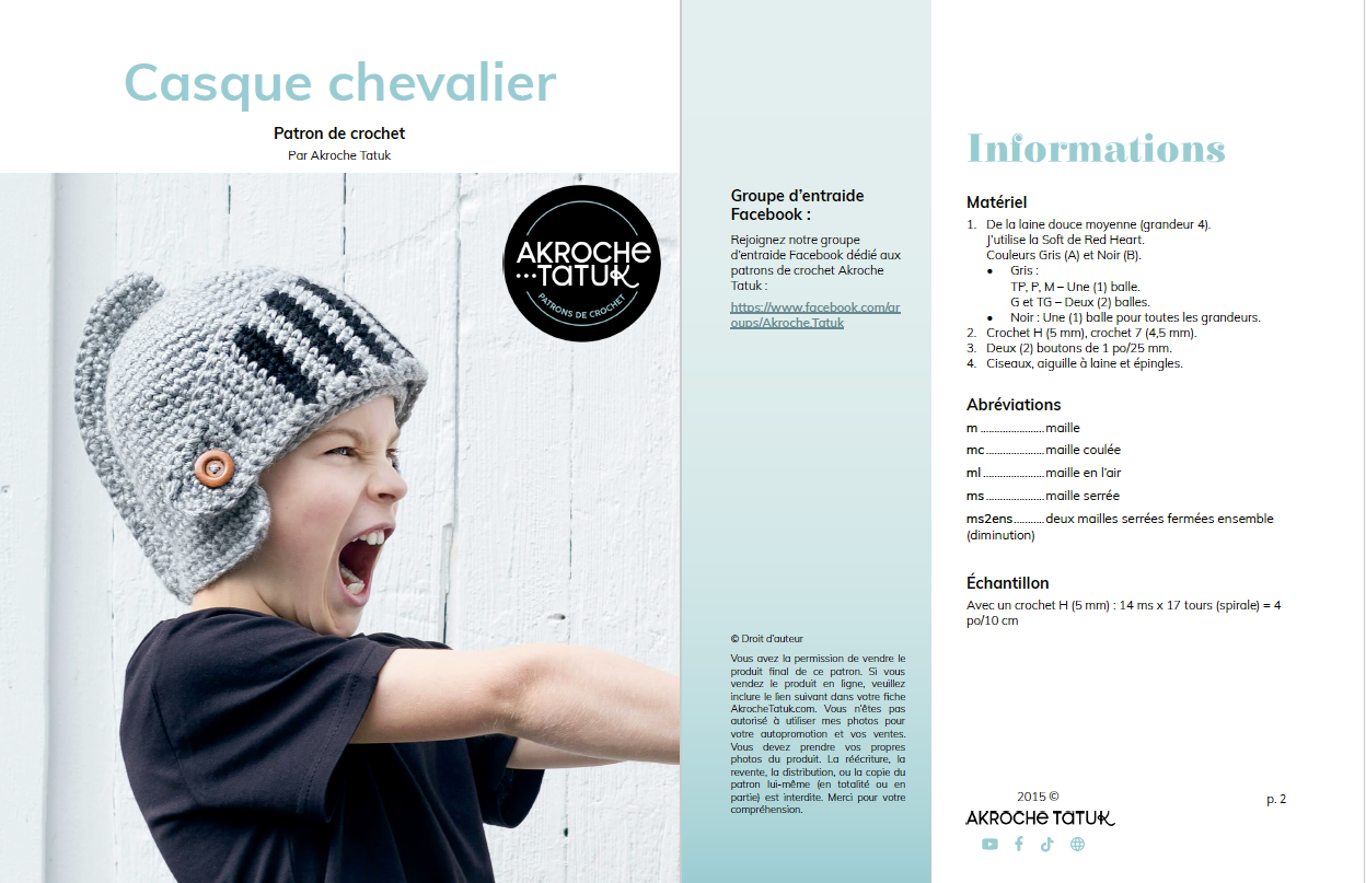 Patron au crochet - Casque Chevalier