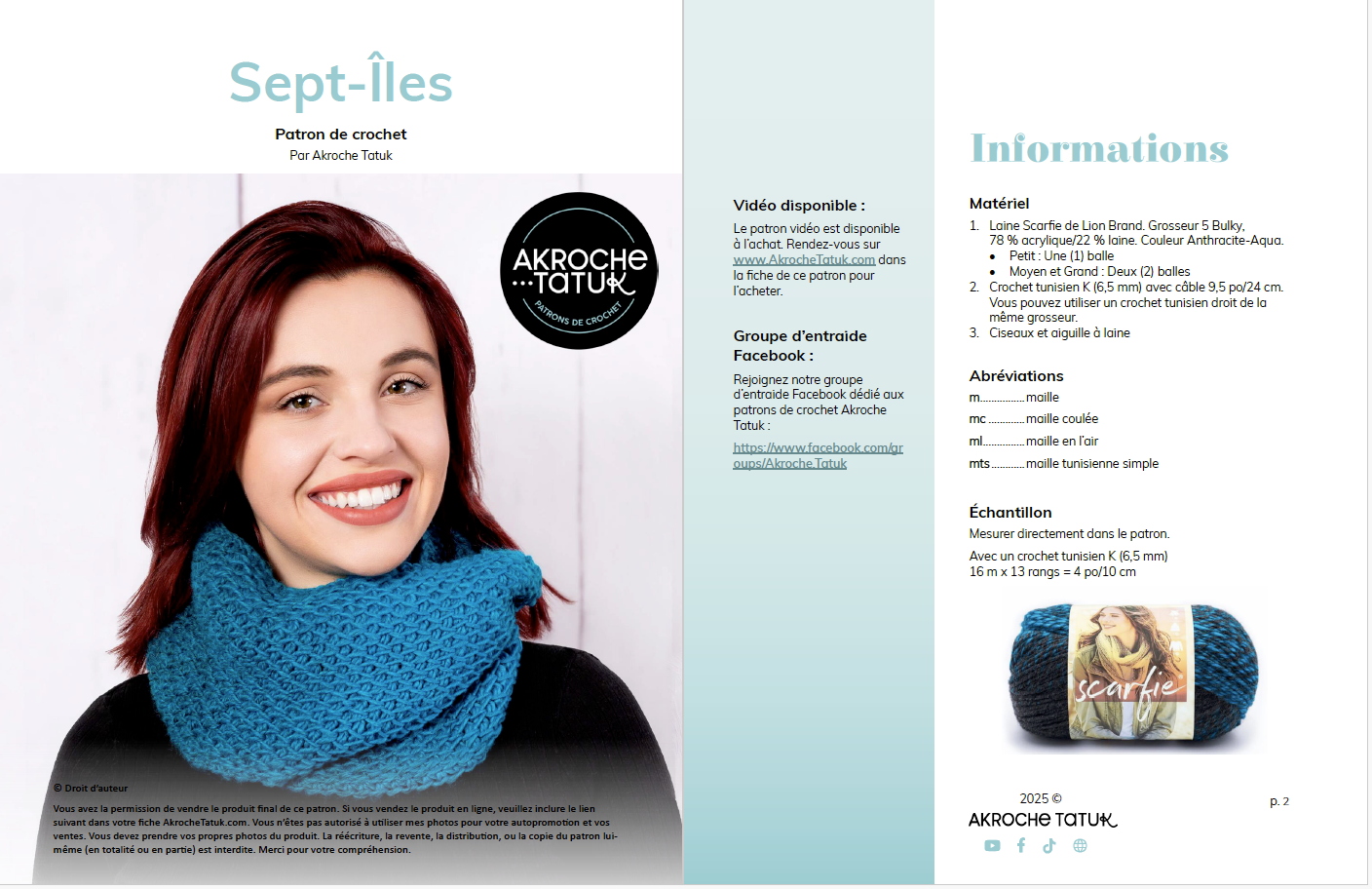 Patron au crochet tunisien - Sept-Îles