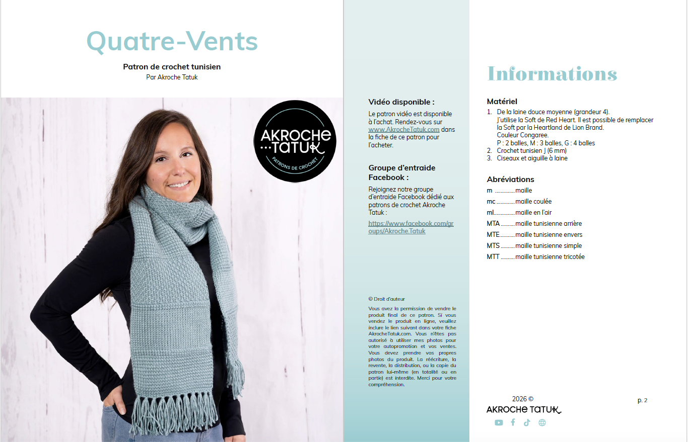 Tunisian crochet pattern - Four Winds