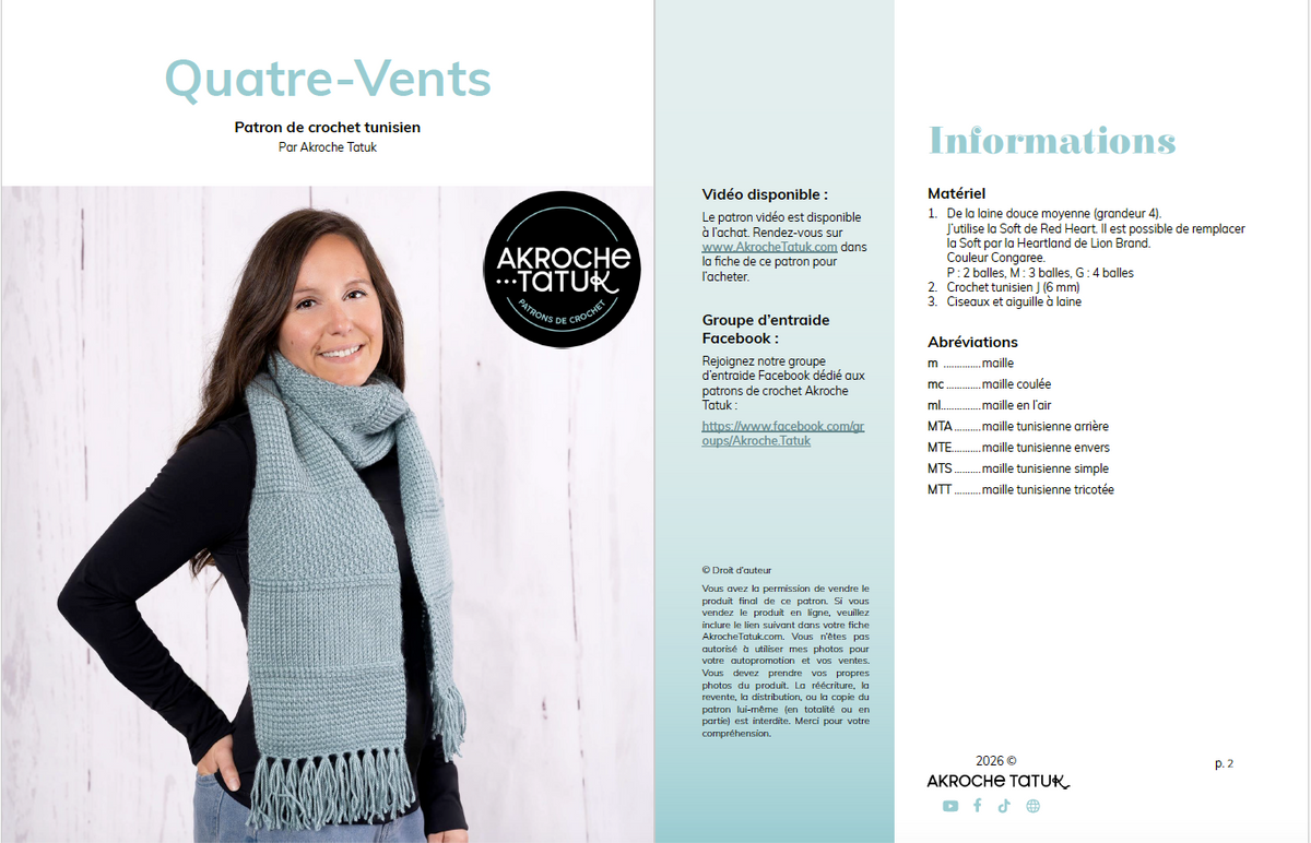 Tunisian crochet pattern - Four Winds