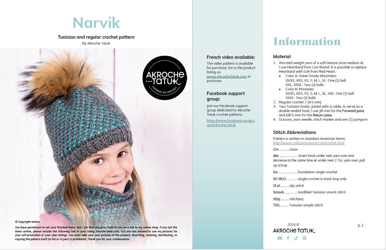 Tunisian Crochet pattern - Narvik