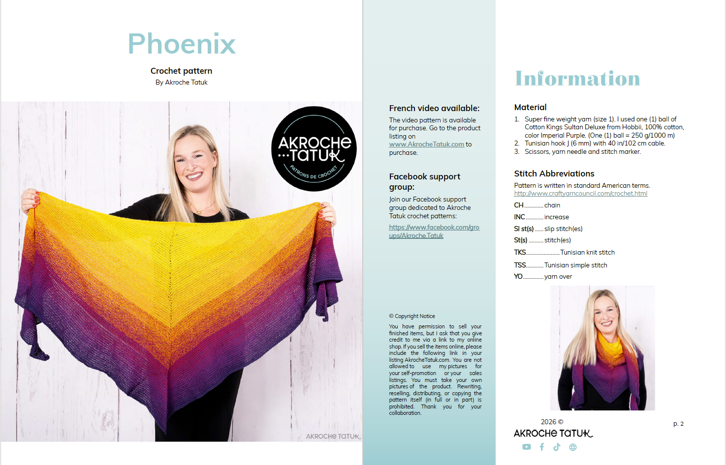 Patron au crochet tunisien - Phénix