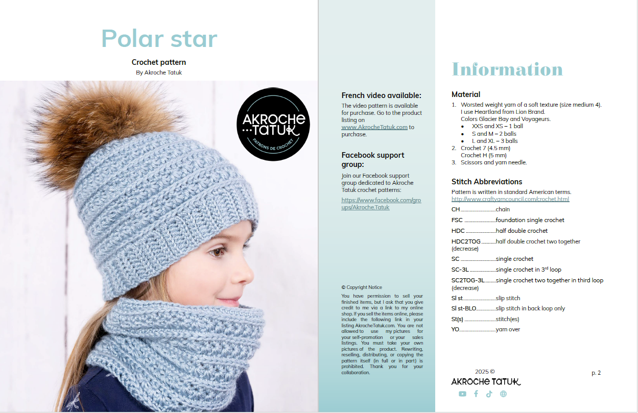 Patron au crochet - Étoile polaire
