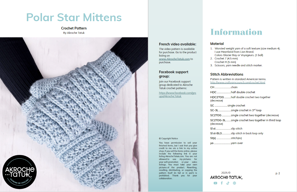 Crochet pattern - Polar Star Mittens