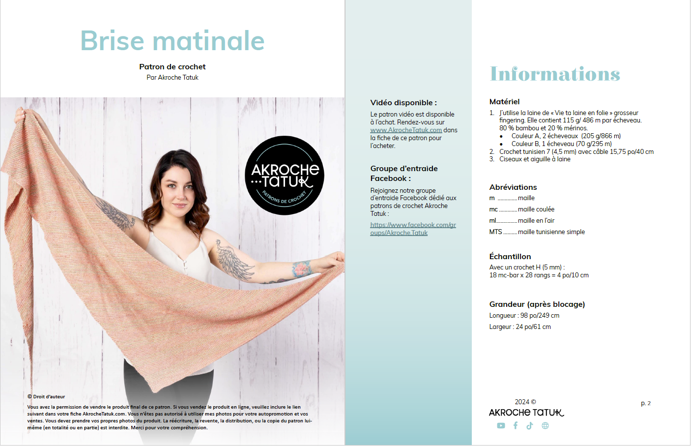 Patron au crochet tunisien - Brise matinale