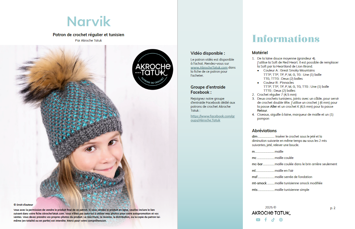 Tunisian Crochet pattern - Narvik