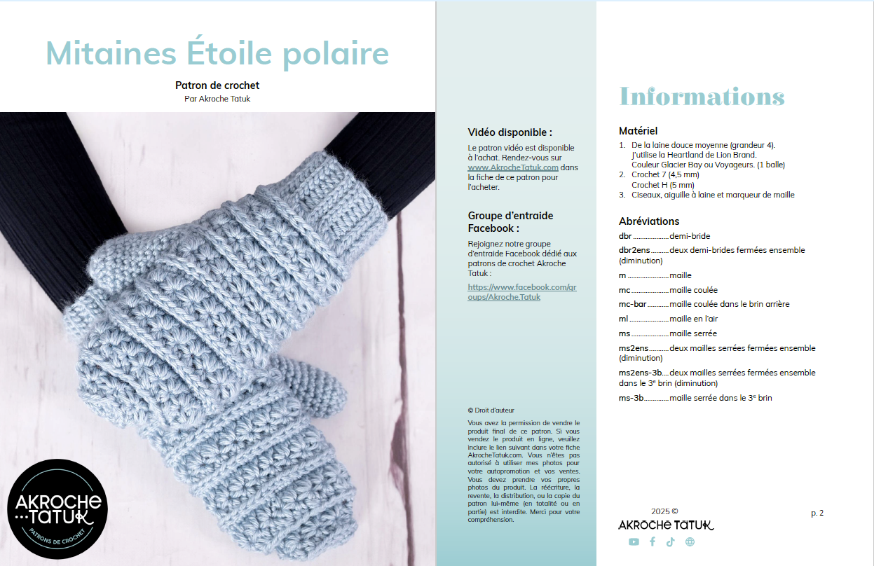 Crochet pattern - Polar Star Mittens