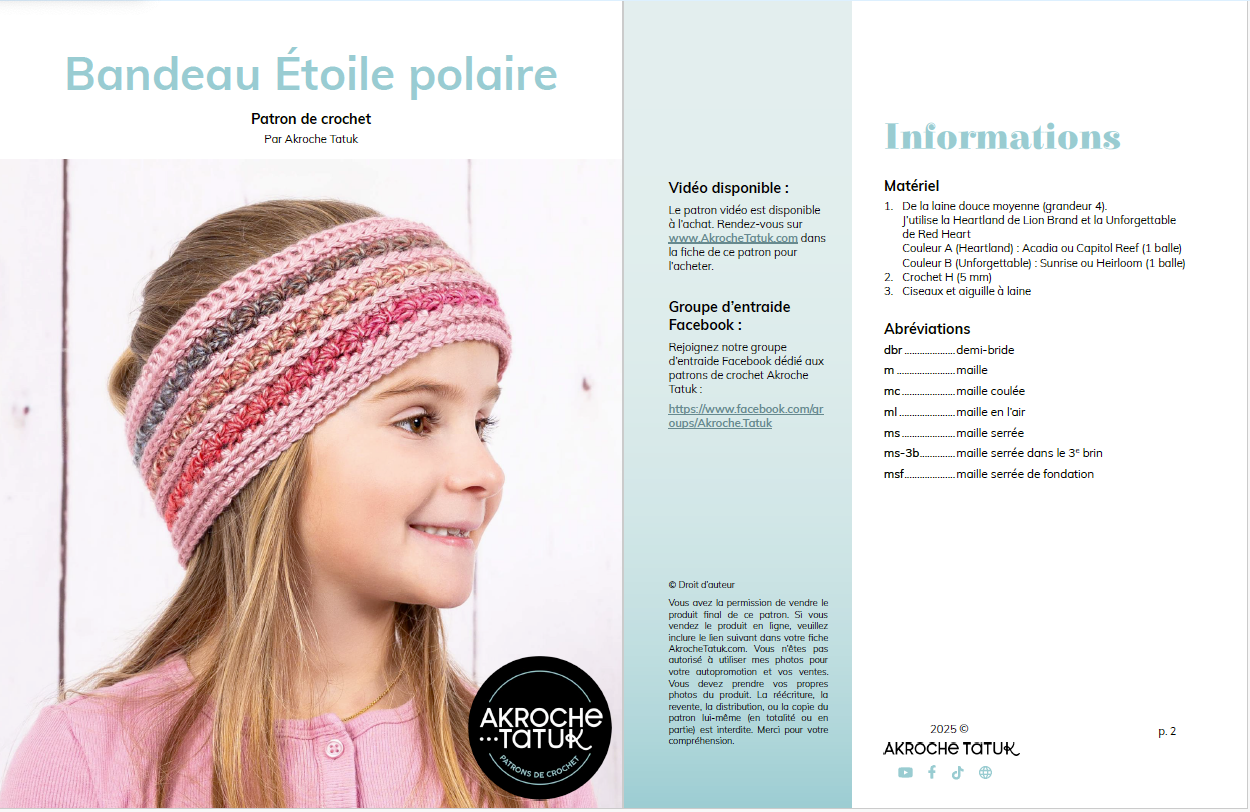 Crochet pattern - Polar star Headband