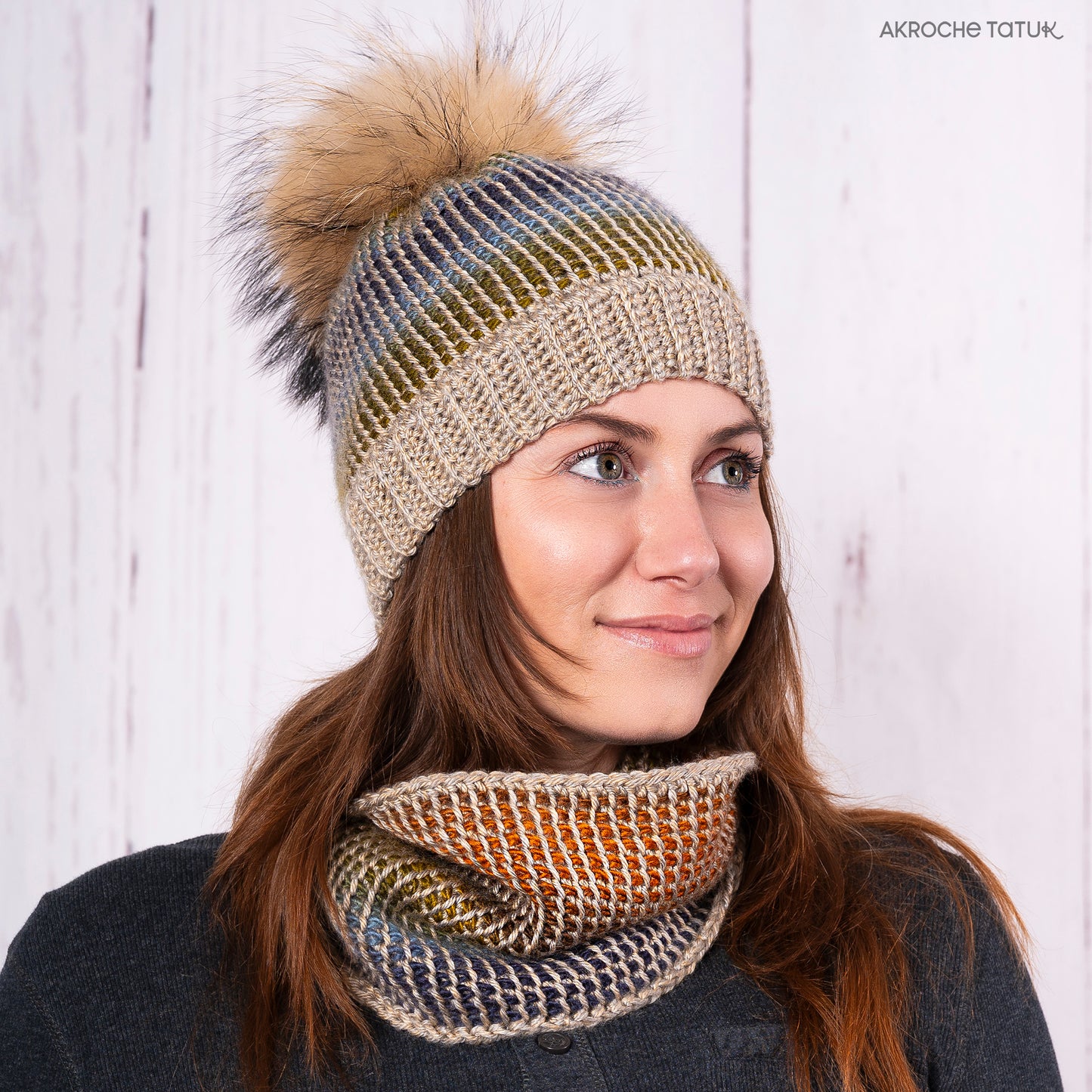 Patron au crochet tunisien - Illusion (tuque et cache-cou)