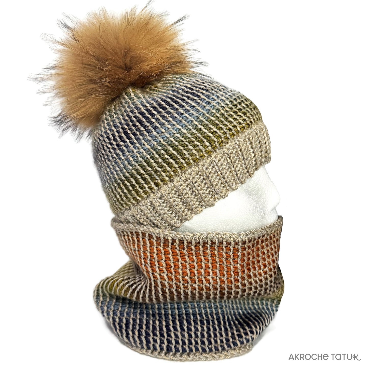 Patron au crochet tunisien - Illusion (tuque et cache-cou)