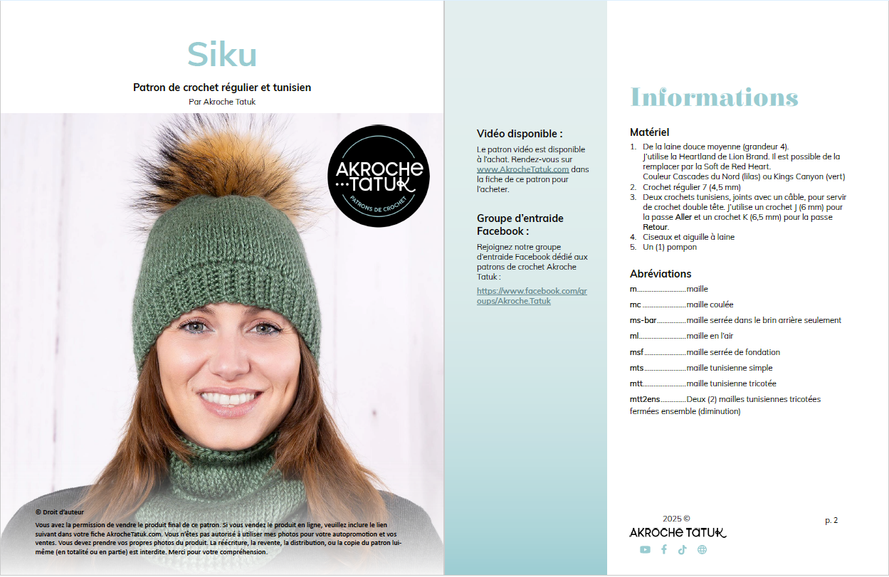 Patron au crochet tunisien - Siku