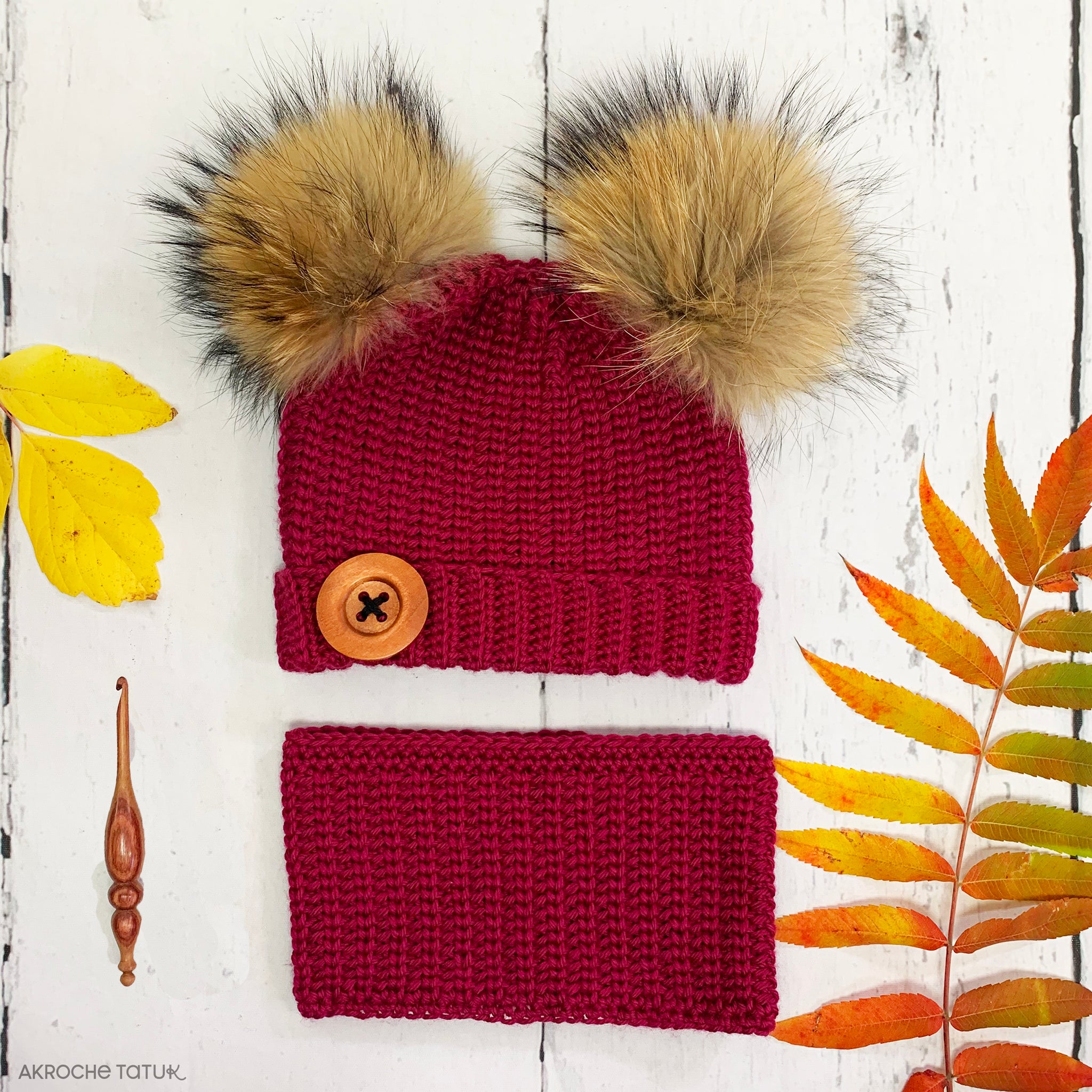 Norway trio (hat, cowl and mittens) - Crochet pattern